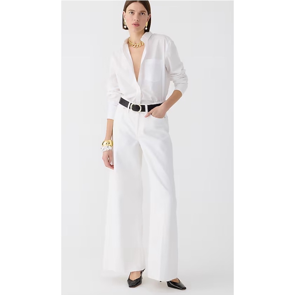 NWT J. Crew High-rise Superwide-leg Jean White